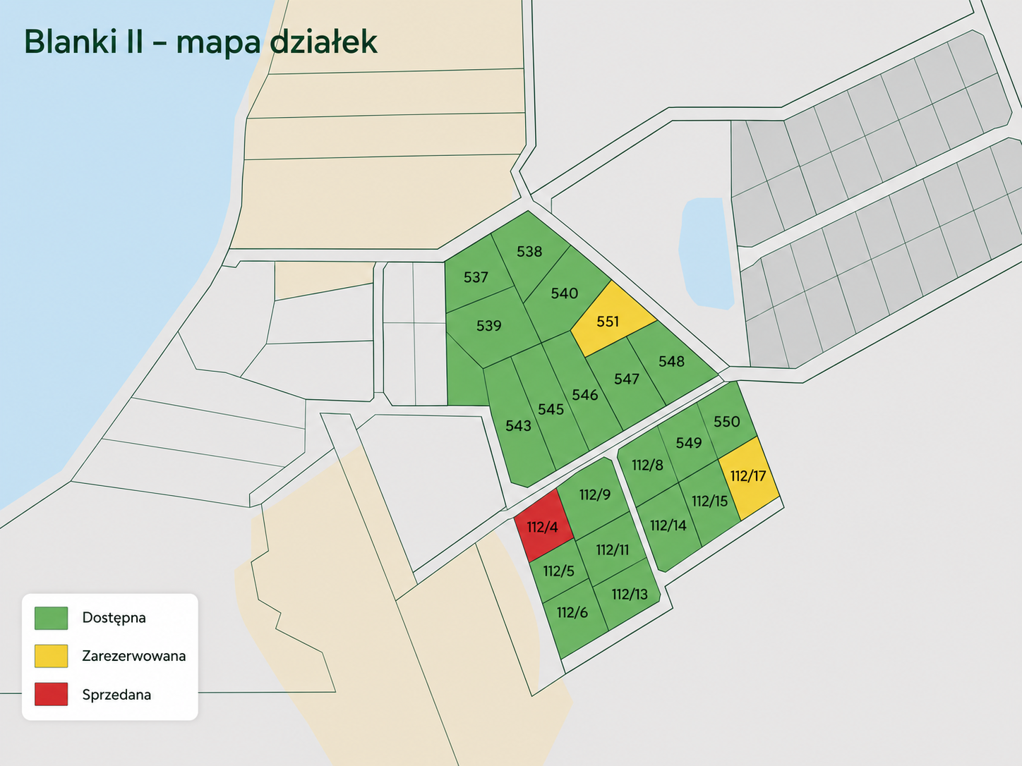 Mapa działek budowlanych Blanki II